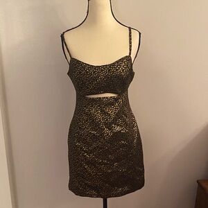Mink Pink Isabella mini dress black and gold size small NWT